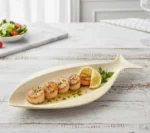 trout fish serving platter in cream color