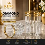 Acrylic Diamond Glass Golden Line – 250 ml (Unbreakable) - Image 2