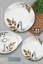 printed double glazed melamine dinner set for 8 person
