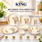 Golden Floral Leaf Printed Melamine Double Glazed Loose Range