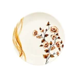 Golden Floral Leaf Printed Melamine Double Glaze 10 Inch Rice Plate