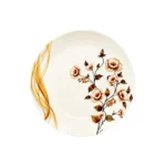 Golden Floral Leaf Printed Melamine Double Glaze 8.5 Inch Deep Plate